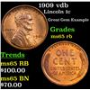 Image 1 : 1909 vdb Lincoln Cent 1c Grades GEM Unc RB