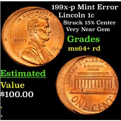 199x-p Mint Error Lincoln Cent 1c Grades Choice+ Unc RD