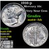 Image 1 : 1916-p Mercury Dime 10c Grades Choice Unc+ FSB
