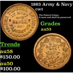 1863 Army & Navy Civil War Token 1c Grades Select AU