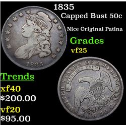 1835 Capped Bust Half Dollar 50c Grades vf+