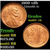 Image 1 : 1909 vdb Lincoln Cent 1c Grades Gem+ Unc RB
