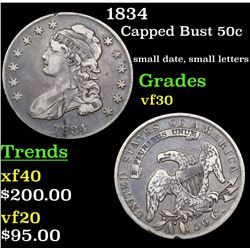 1834 Capped Bust Half Dollar 50c Grades vf++