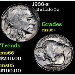 1936-s Buffalo Nickel 5c Grades GEM+ Unc
