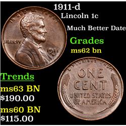 1911-d Lincoln Cent 1c Grades Select Unc BN