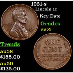 1931-s Lincoln Cent 1c Grades Choice AU