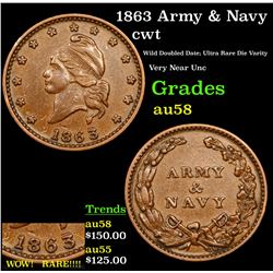 1863 Army & Navy Civil War Token 1c Grades Choice AU/BU Slider