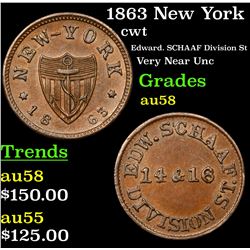 1863 New York Civil War Token 1c Grades Choice AU/BU Slider