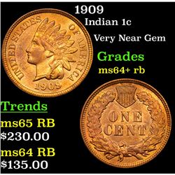 1909 Indian Cent 1c Grades Choice+ Unc RB