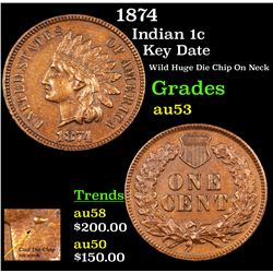 1874 Indian Cent 1c Grades Select AU