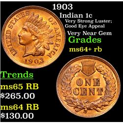 1903 Indian Cent 1c Grades Choice+ Unc RB