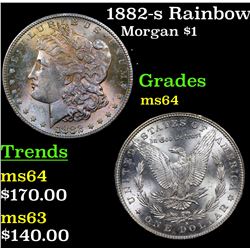 1882-s Rainbow Toned Morgan Dollar $1 Grades Choice Unc