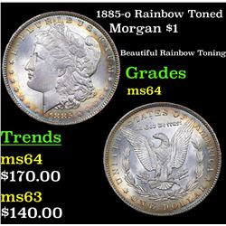1885-o Rainbow Toned Morgan Dollar $1 Grades Choice Unc