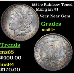 1884-o Rainbow Toned Morgan Dollar $1 Grades Choice+ Unc