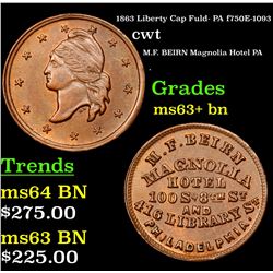 1863 Liberty Cap Fuld- PA f750E-1093 Civil War Token 1c Grades Select+ Unc BN