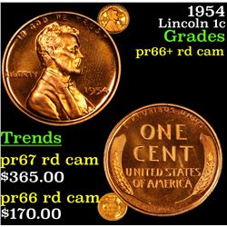 1954 Lincoln Cent 1c Grades Gem+ Rd Cam