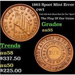 1863 Spoot Mint Error Civil War Token 1c Grades Choice AU