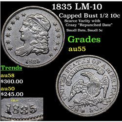 1835 LM-10 Capped Bust Half Dime 1/2 10c Grades Choice AU