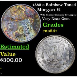 1885-o Rainbow Toned Morgan Dollar $1 Grades Choice+ Unc