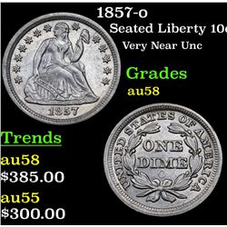 1857-o Seated Liberty Dime 10c Grades Choice AU/BU Slider