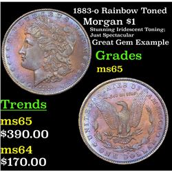 1883-o Rainbow Toned Morgan Dollar $1 Grades GEM Unc