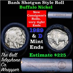 Buffalo Nickel Shotgun Roll in Old Bank Style  'Bell Telephone' Wrapper 1929& d Mint Ends