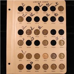 Partial Lincoln Cent page 1910-1920 19 coins