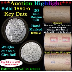 ***Auction Highlight*** Full solid Key date 1895-o Morgan silver dollar roll, 20 coins (fc)