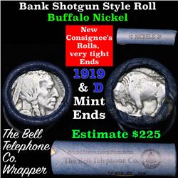 Buffalo Nickel Shotgun Roll in Old Bank Style 'Bell Telephone'  Wrapper 1919 & d Mint Ends