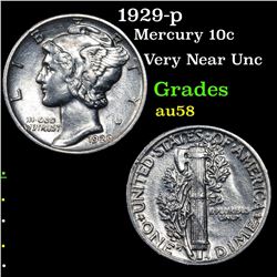 1929-p Mercury Dime 10c Grades Choice AU/BU Slider