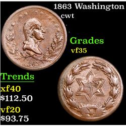1863 Washington Civil War Token 1c Grades vf details