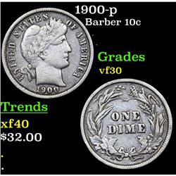 1900-p Barber Dime 10c Grades vf++