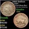 Image 1 : 1863 Indian Civil War Token 1c Grades vf+