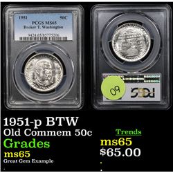 PCGS 1951-p BTW Old Commem Half Dollar 50c Graded ms65 By PCGS