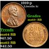 Image 1 : 1919-p Lincoln Cent 1c Grades Select+ Unc RB