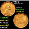 Image 1 : 1920-p Lincoln Cent 1c Grades Choice+ Unc RD