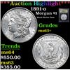 Image 1 : ***Auction Highlight*** 1891-o Morgan Dollar $1 Graded Select+ Unc By USCG (fc)