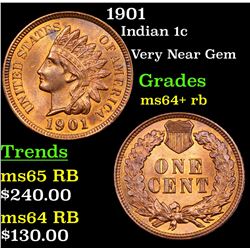 1901 Indian Cent 1c Grades Choice+ Unc RB