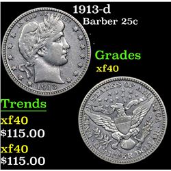 1913-d Barber Quarter 25c Grades xf