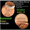 Image 1 : 1988-p Mint Error Lincoln Cent 1c Grades Select+ Unc RB