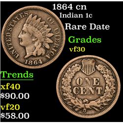 1864 cn Indian Cent 1c Grades vf++