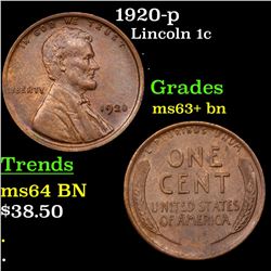 1920-p Lincoln Cent 1c Grades Select+ Unc BN