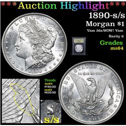 ***Auction Highlight*** 1890-s/s Vam 26a WOW! Morgan Dollar $1 Graded Choice Unc By USCG (fc)