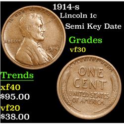 1914-s Lincoln Cent 1c Grades vf++