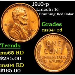 1910-p Lincoln Cent 1c Grades Choice+ Unc RD
