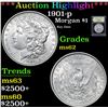 Image 1 : ***Auction Highlight*** 1901-p Morgan Dollar $1 Graded Select Unc By USCG (fc)