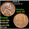 Image 1 : 1929-d Lincoln Cent 1c Grades Choice+ Unc RB