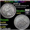 Image 1 : ***Auction Highlight*** 1845-p Seated Liberty Dollar $1 Graded Select AU By USCG (fc)