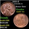 Image 1 : 1931-d Lincoln Cent 1c Grades Select+ Unc BN