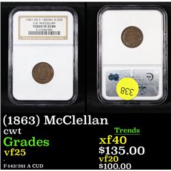 NGC (1863) McClellan Civil War Token 1c Graded vf25 By NGC
